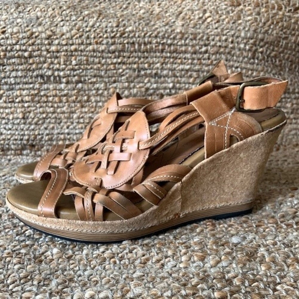 Indigo by Clarks womens shoes wedge heels slingback‎ sandal brown Size 10M
